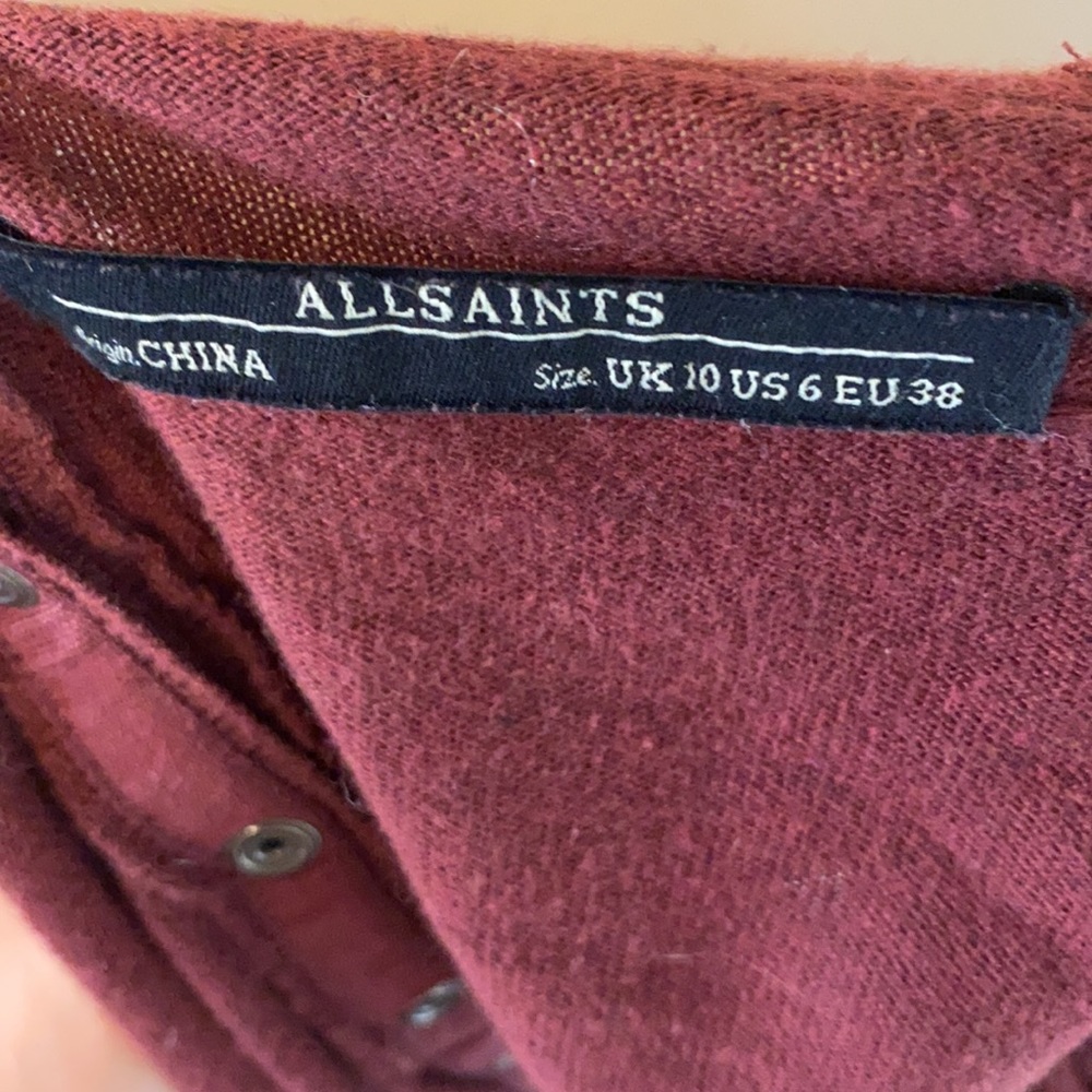 All Saints Burgundy Cowl Neck Sweater - Picture 3 of 5